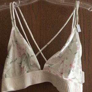 White with flowers VS PINK Velvet Bralette